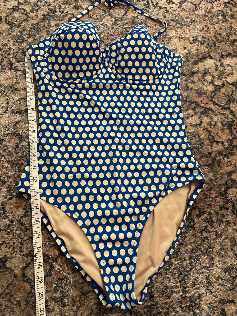 J. Crew Blue One-Piece Swimsuit with White Polka Dots - Picture 5 of 14